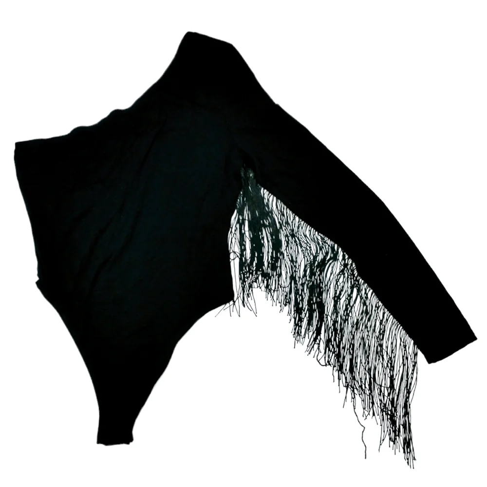 Shein Fringe Trim One Shoulder Bodysuit - Picture 4 of 13